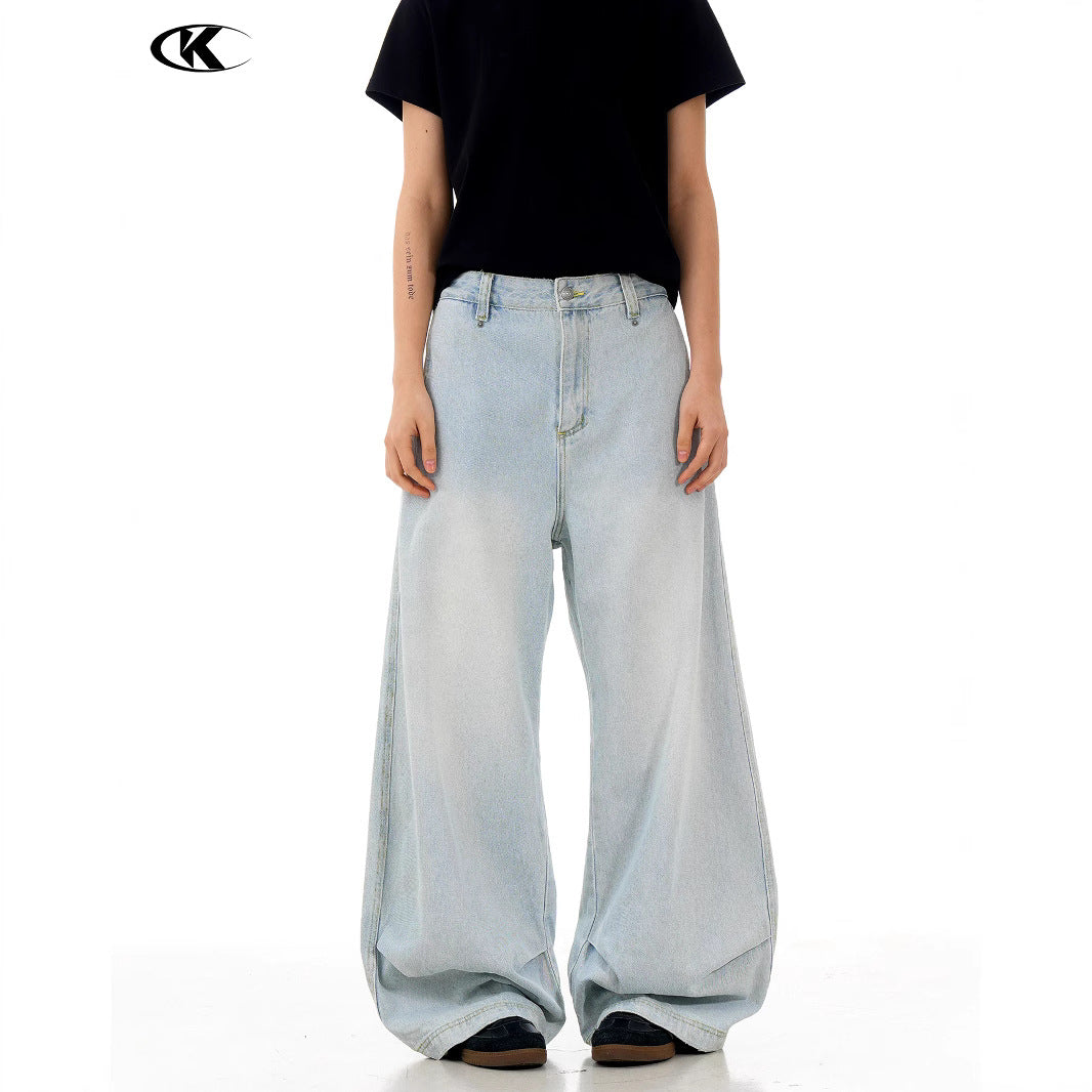 Loose Pleated Slimming Straight-Leg Casual Wide-Leg Long Pants