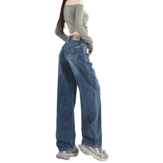 Light-Colored Wide-Leg Jeans for Women - High-Waisted Loose Plus-Size Flare Trousers