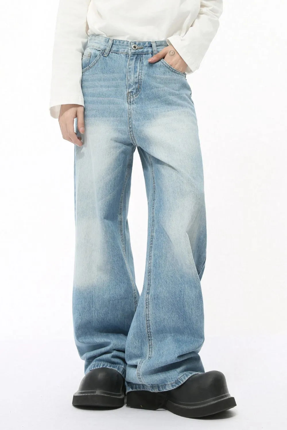 Men's Cat's Whisker Wide Leg Jeans - Premium Japanese Denim