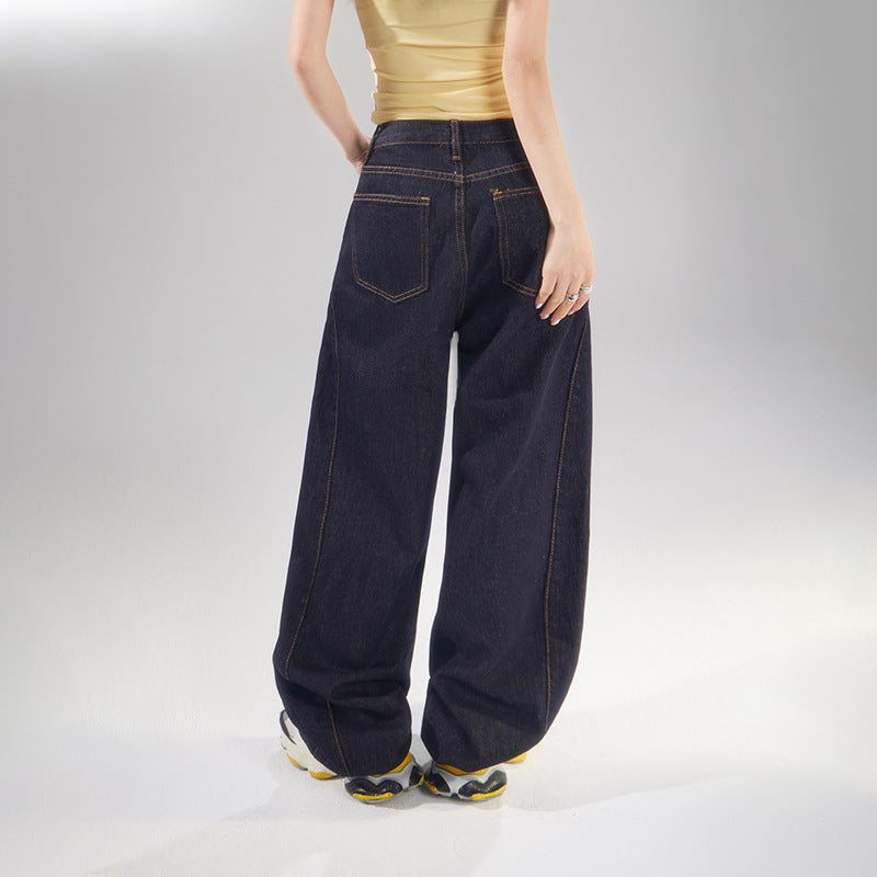 Slashed Silhouette Deconstructed Vintage Denim Pants for Women