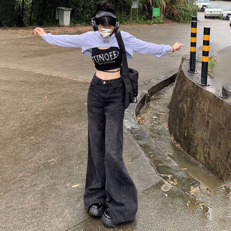 Women's Wide-Leg Flared Jeans – Summer Loose Trumpet Pants