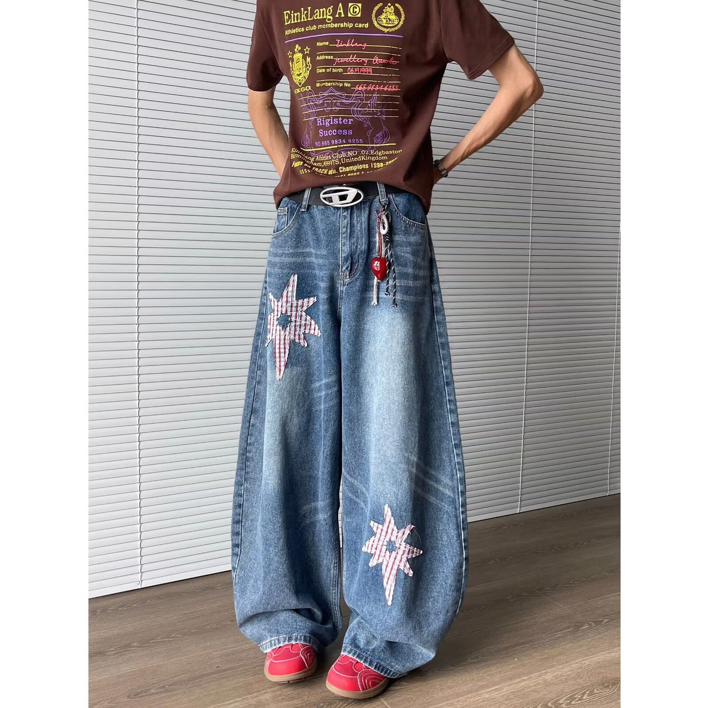 Star Denim Straight Leg Wide Leg Loose Casual Pants