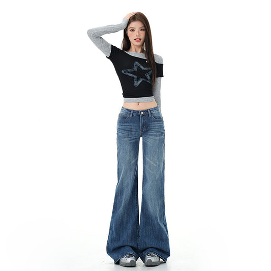 Stylish Low Waist Flared Jeans for Women - Versatile Bamboo Joint Bell Bottom Pants
