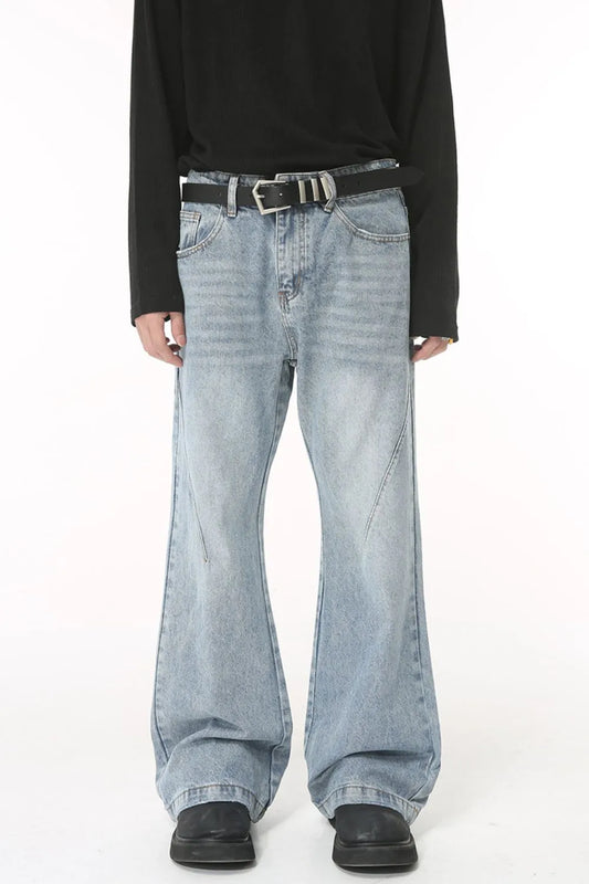 Washed Bootcut Men's Jeans with Pockets - Premium Japanese Denim