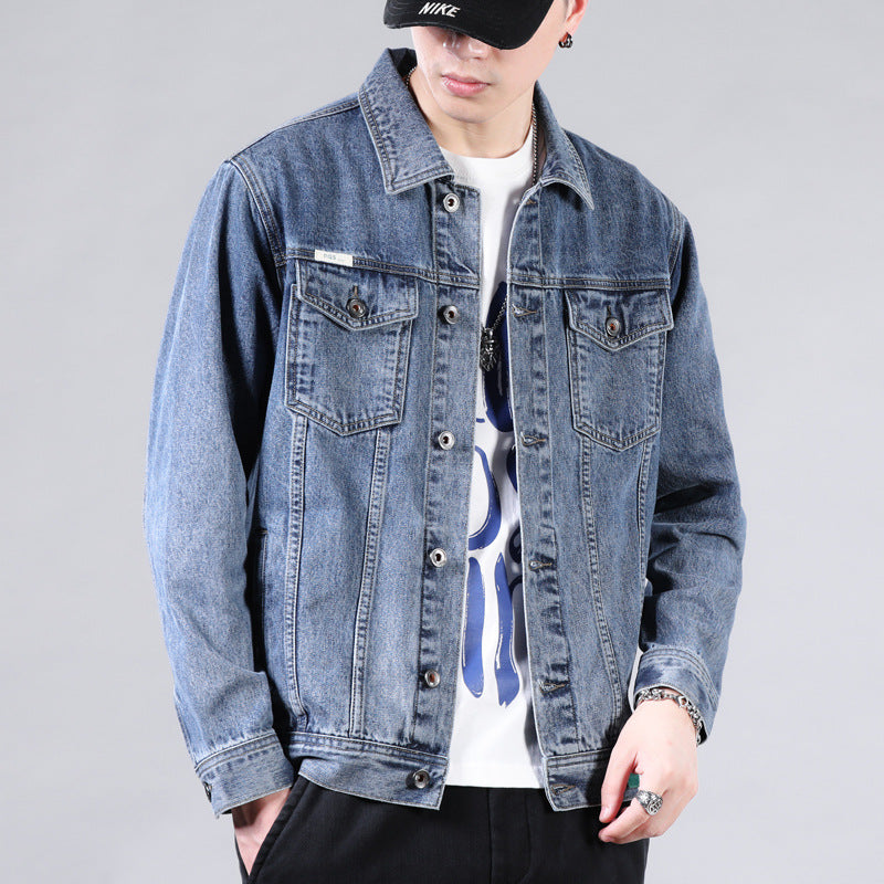 Men's Korean Solid Color Casual Denim Jacket - Couples Style