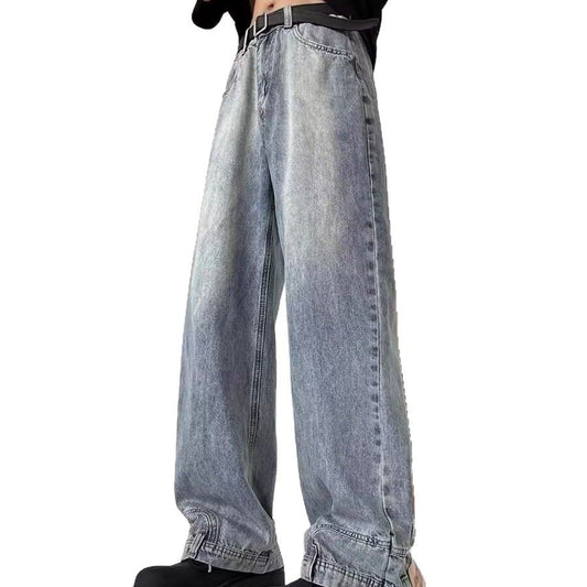 Vintage Washed Trendy Loose Straight Leg Pants – Casual Denim for Men