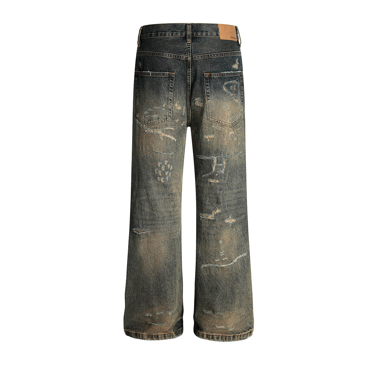 Personalized Retro Washed Dirty Dyed Denim Straight Leg Micro Flared Pants