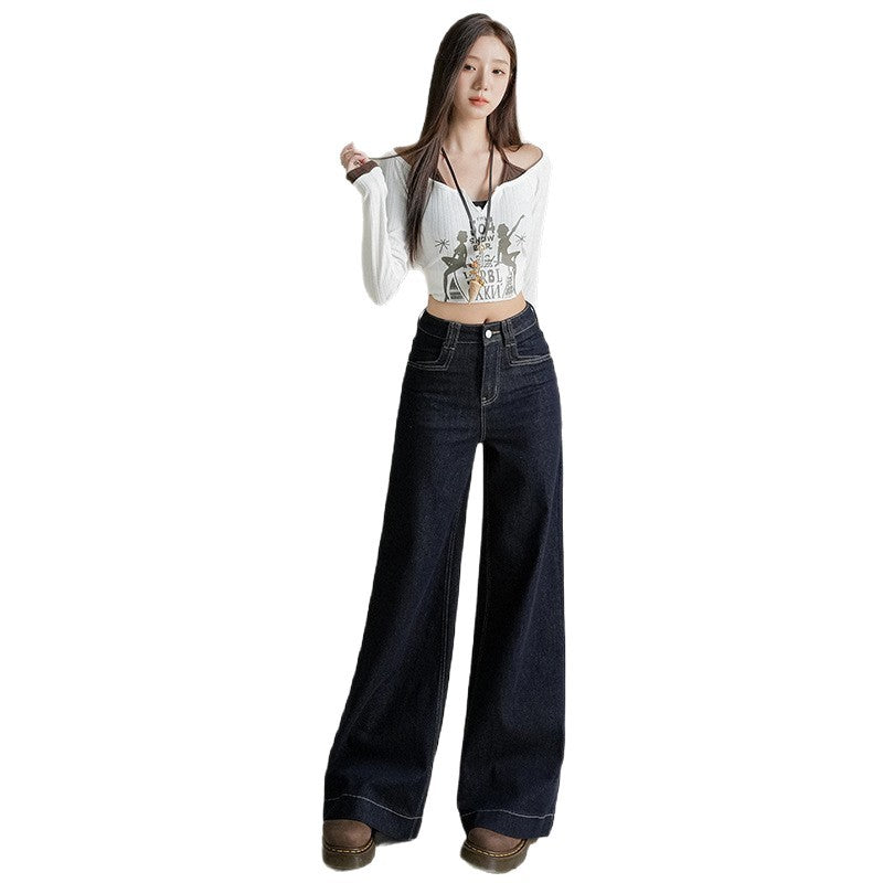 High Waist Loose Fit Denim Pants for Women - Trendy Wide Leg Trousers