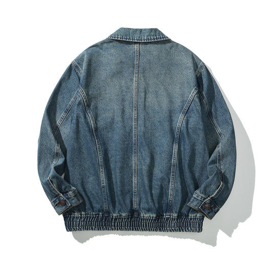 Vintage Distressed Casual Loose Fit Denim Jacket for Men