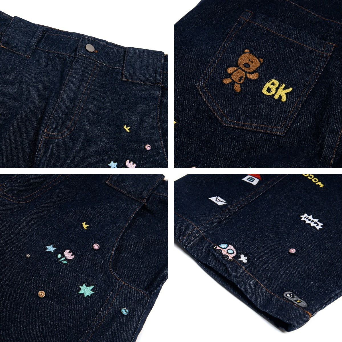 Graffiti Small Flower Flare Jeans Long Pants