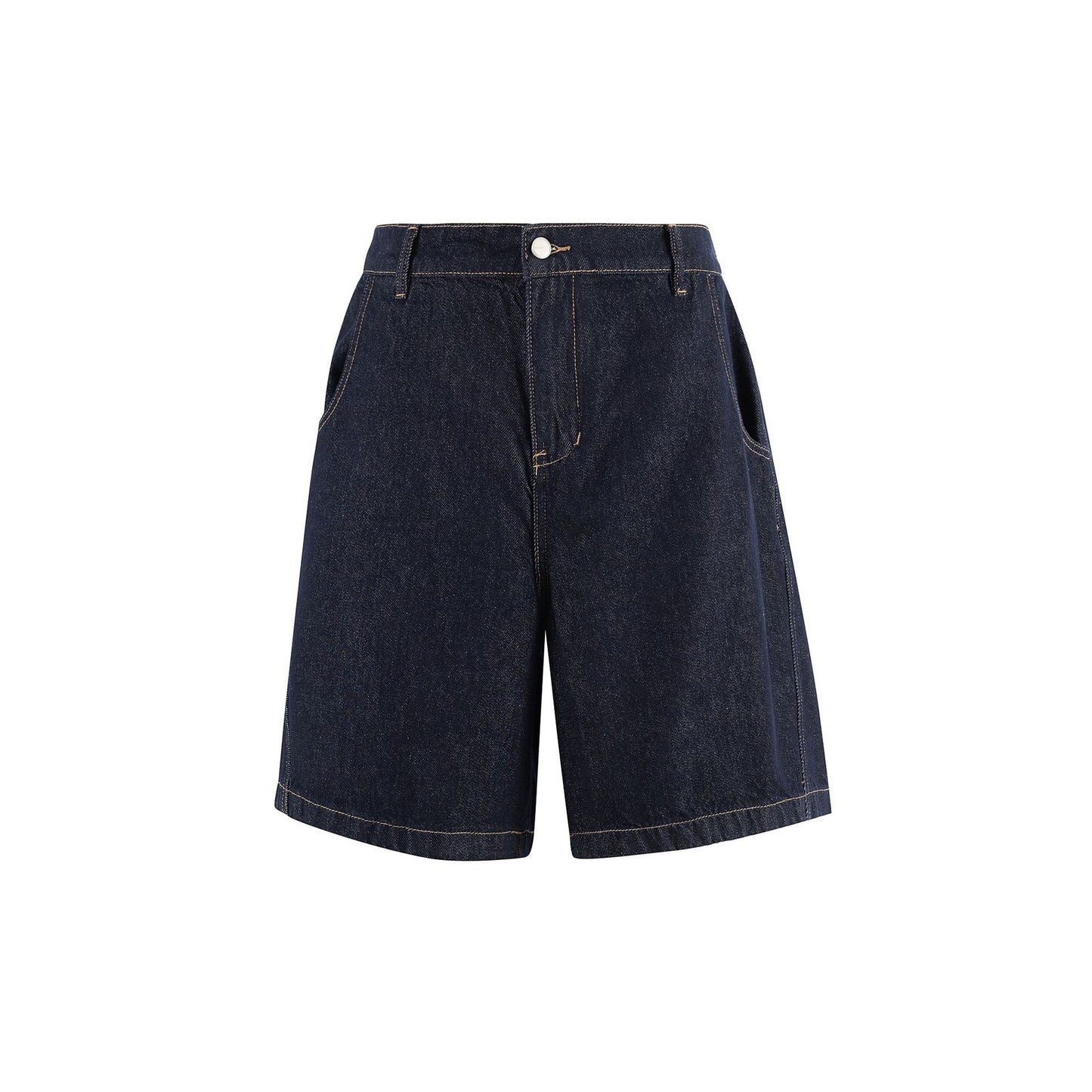 Premium Straight Denim Shorts - Dark Blue