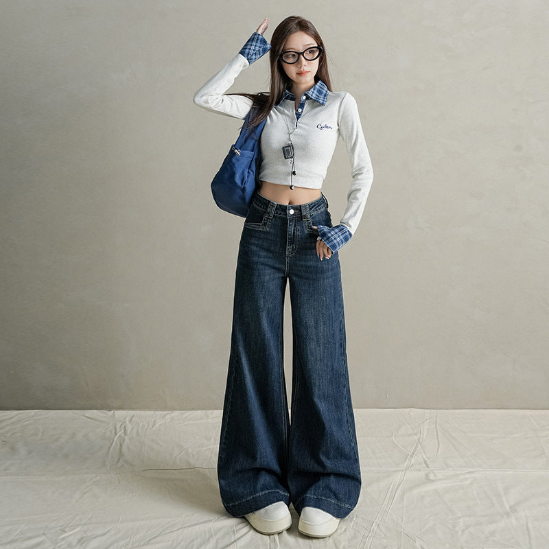 High Waist Loose Fit Denim Pants for Women - Trendy Wide Leg Trousers