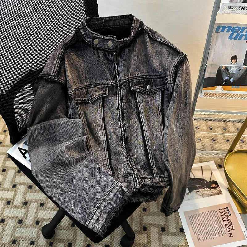 Retro Washed High Street Denim Jacket for Men