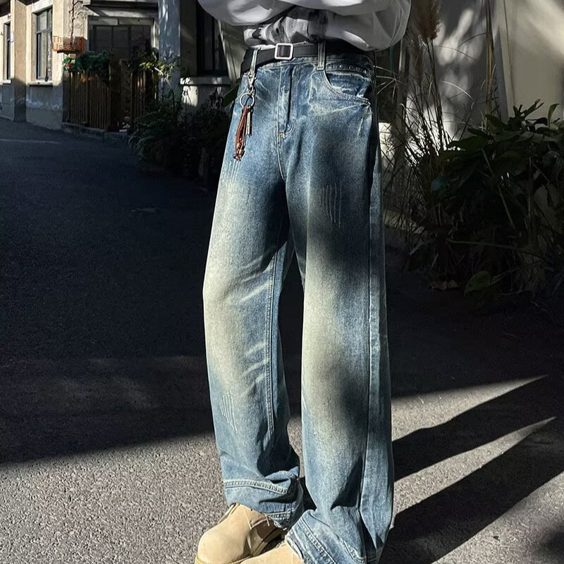 Vintage Washed Denim Jeans for Men - Autumn Collection