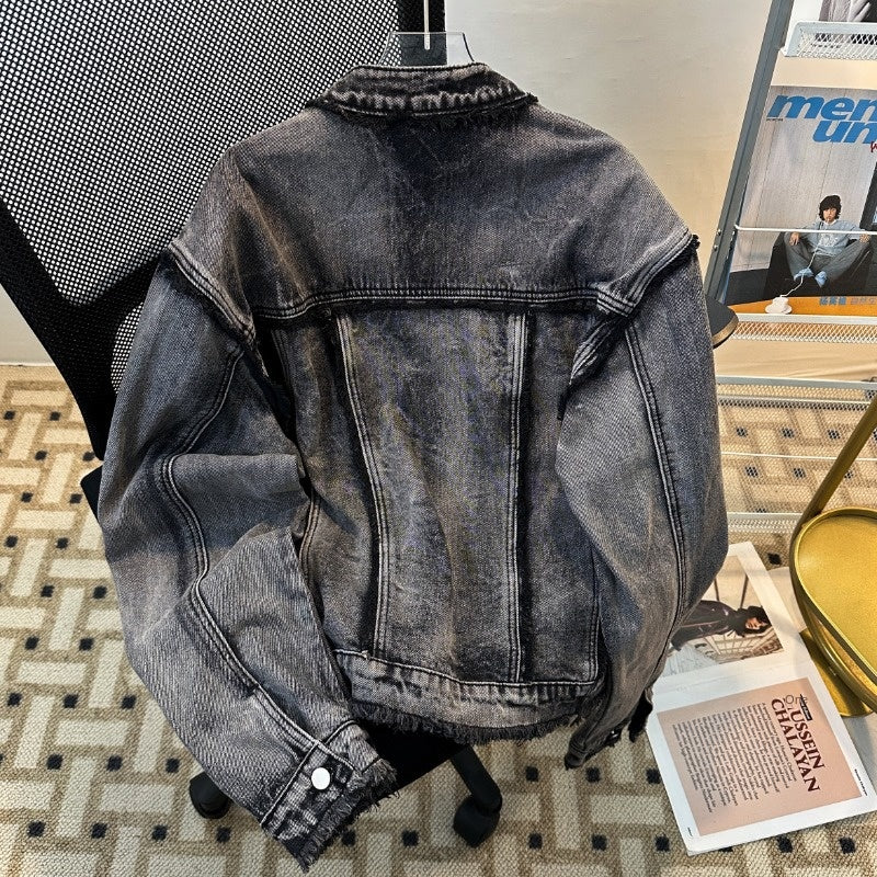 Retro Washed High Street Denim Jacket for Men