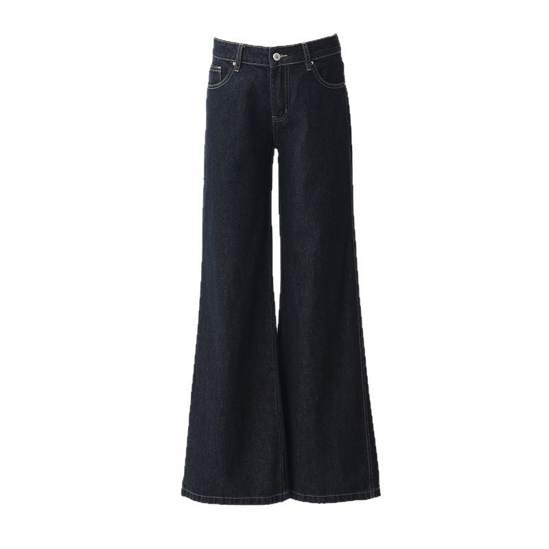Low Waist Loose Flare Pants - Versatile Slimming Draped Slight Flare Denim Pants for Women