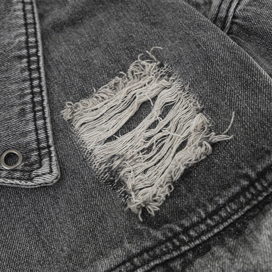 Washed Ripped Denim Jacket for Men