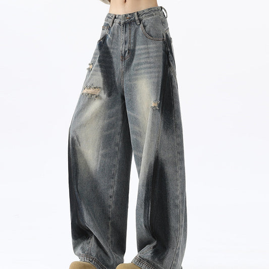 Japanese Premium Denim Bending Knife Deconstruction Spray Painting Jeans