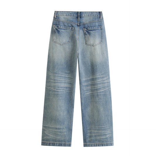 Premium High Waisted Straight Leg Wide Leg Jeans