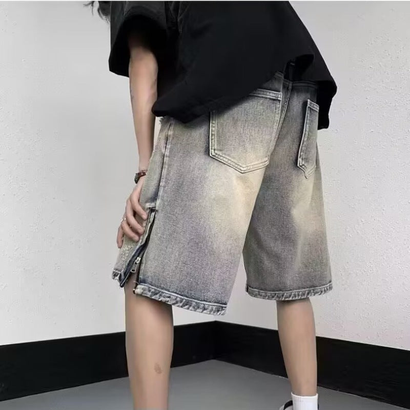Five Point Hole Beggar Jeans Shorts for Men