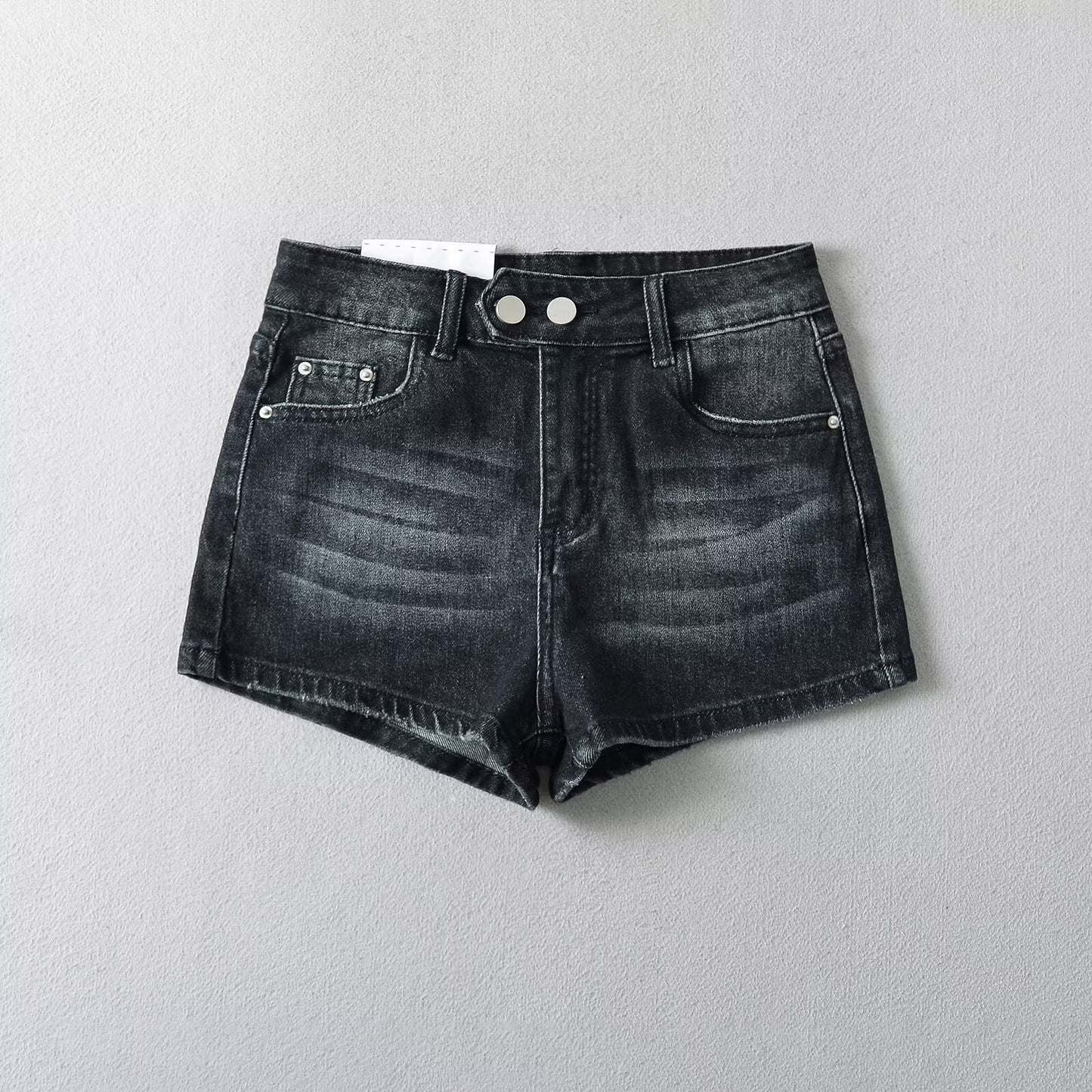 Vintage Washed High-Waist Slim Fit Bodycon Stretch Denim Shorts for Women