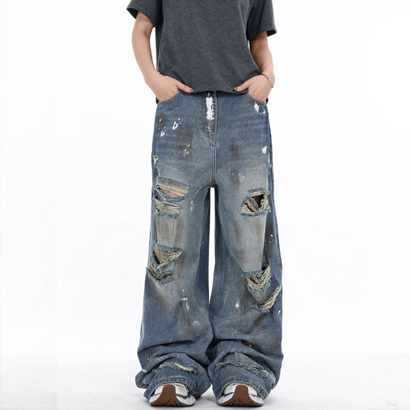 Personalized Graffiti Ripped Jeans - Unique Denim Fashion