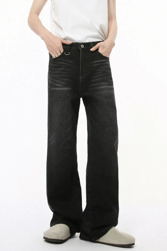 Wide Straight Jeans with Pockets - Premium Japanese Denim