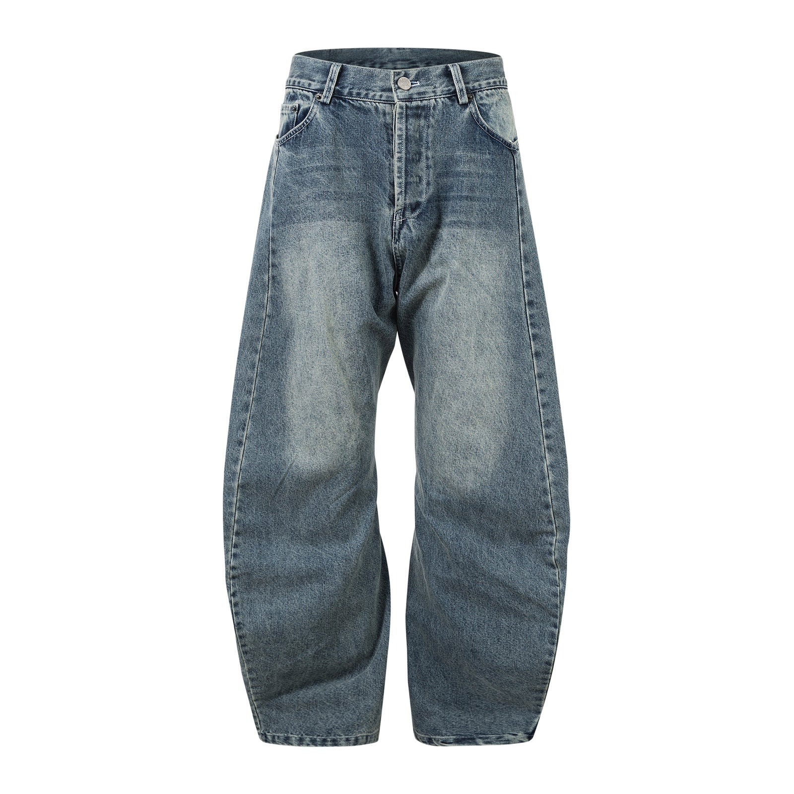 Washed Blue Denim Loose Fit Jeans for Men
