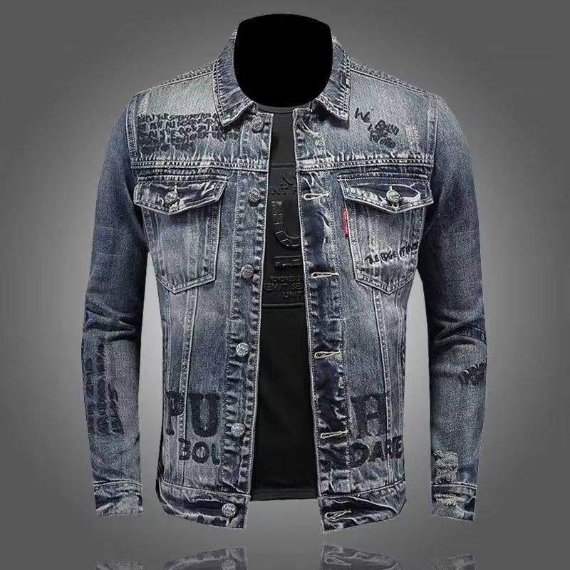 Men's Street Style Denim Jacket - Motorcycle Inspired