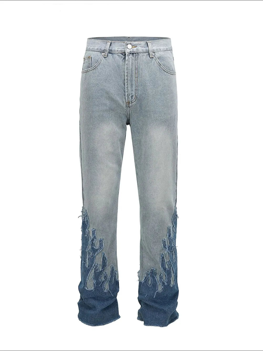 Men's Flame Pattern Patch Cargo Jeans