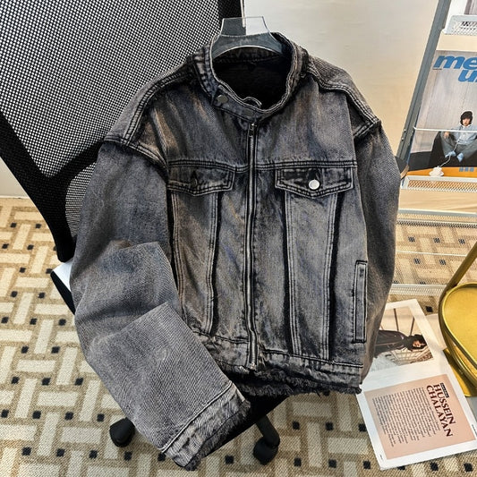Retro Washed High Street Denim Jacket for Men