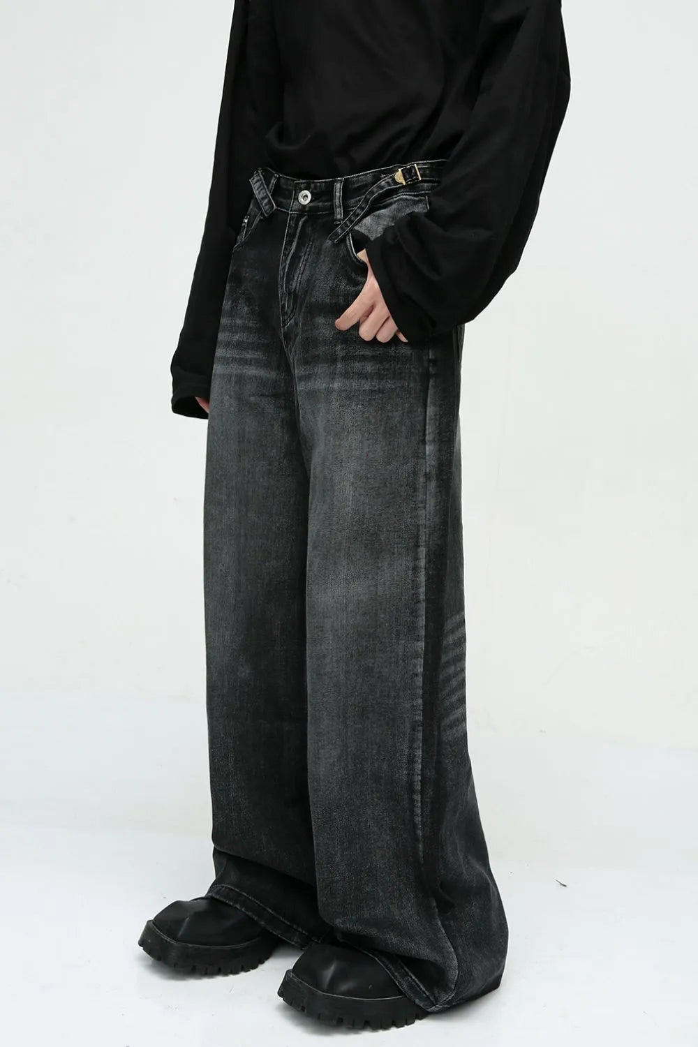 Premium Wide Leg Jeans with Pockets - Japanese Denim