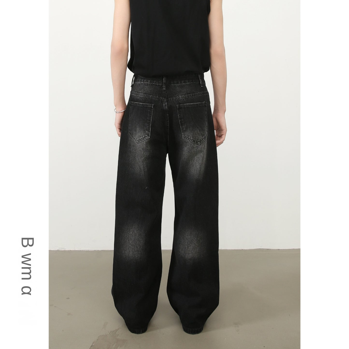 American Retro High Street Washed Distressed Denim Trousers for Men