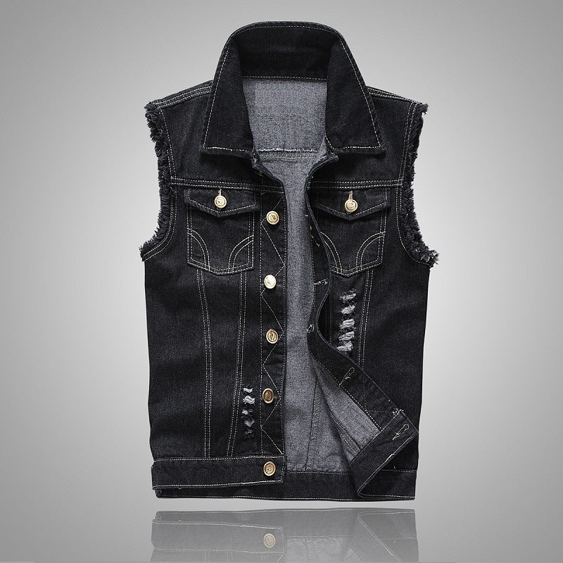 Men's Slim Fit Sleeveless Denim Vest - Korean Style Casual Summer Jean Waistcoat