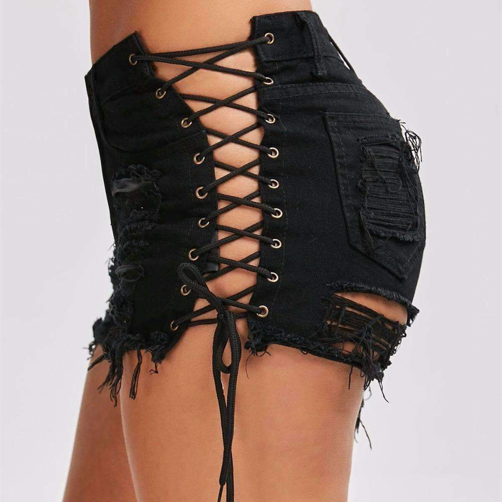 High Waist Ripped Denim Shorts for Women