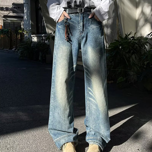 Vintage Washed Denim Jeans for Men - Autumn Collection