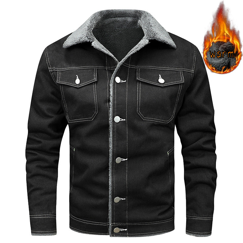 Men's Fleece Lined Denim Jacket - Trendy Casual Workwear