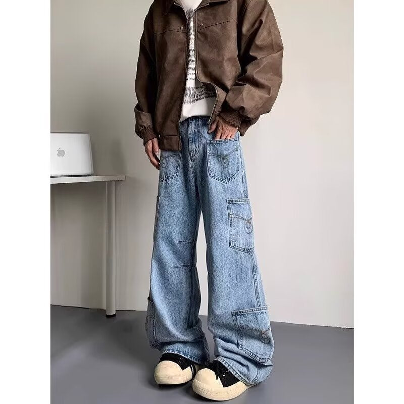 Washed Multi Pocket Design Denim Jeans