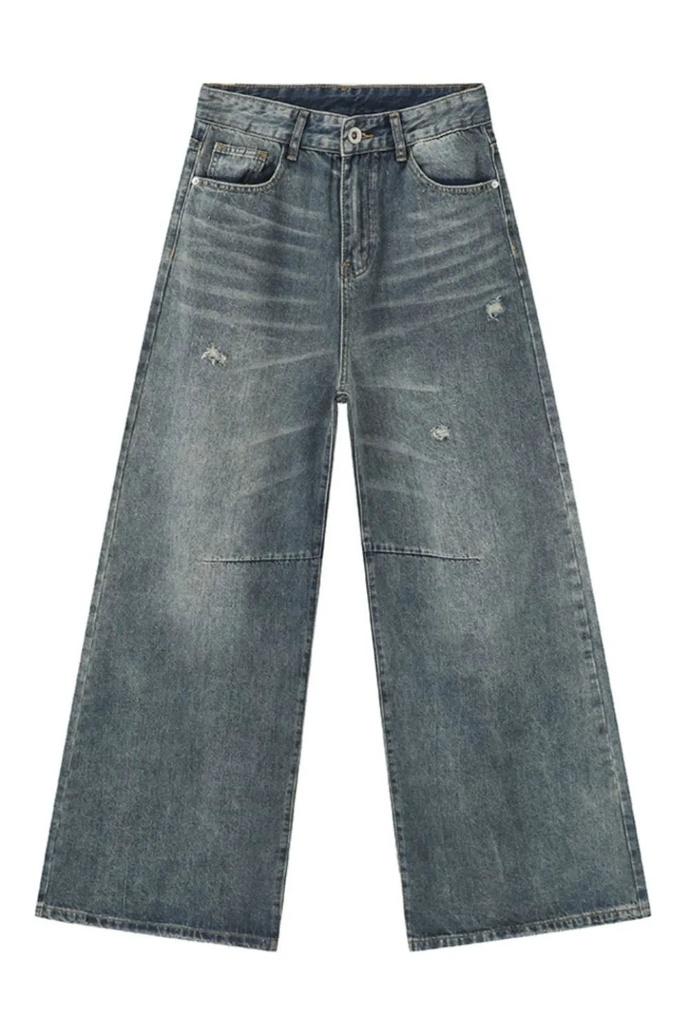 Premium Distressed Wide Leg Men's Jeans with Pockets