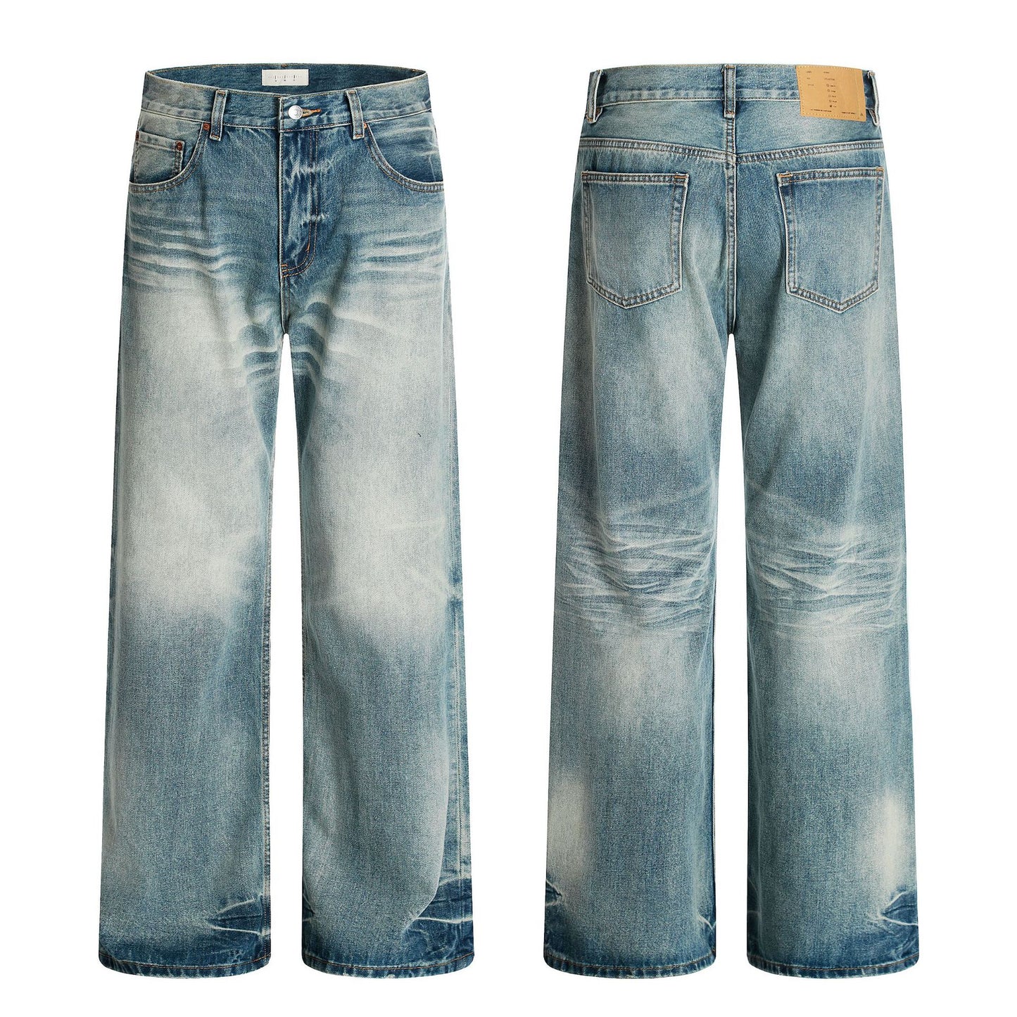 High Street Retro Distressed Gradient Denim Pants