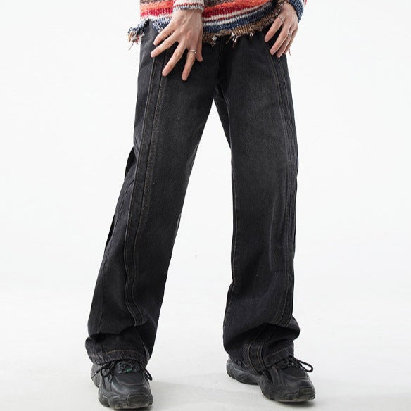 Premium Spliced Denim Loose Wide Leg Pants for Men