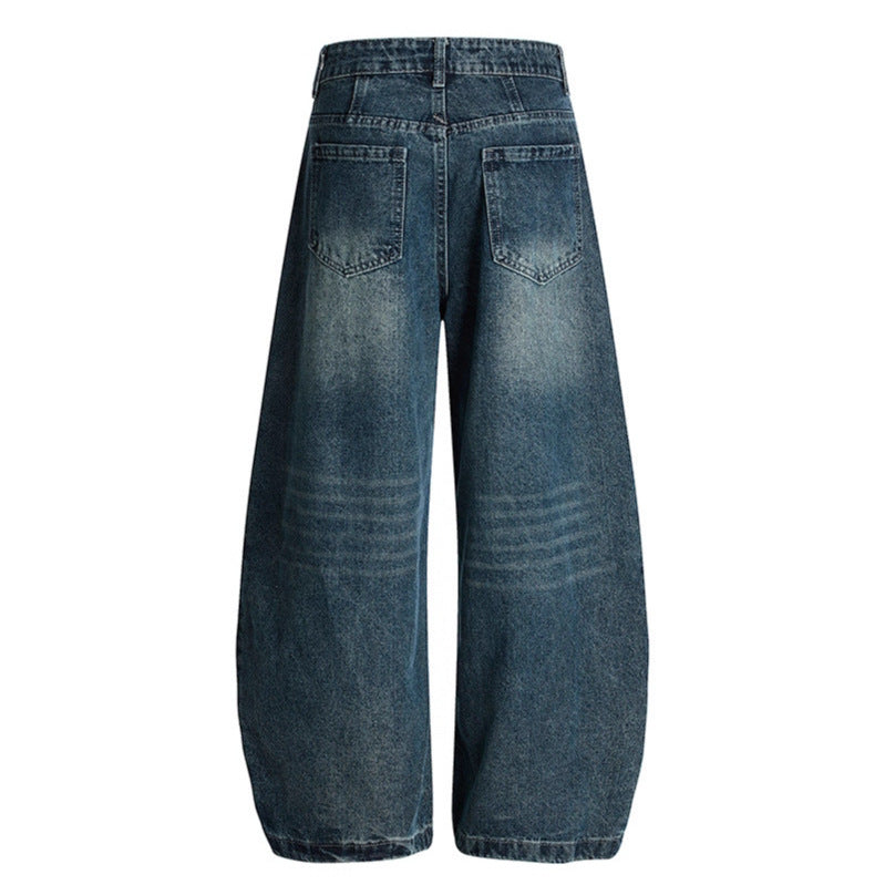 Washed Pleated High Waisted Jeans