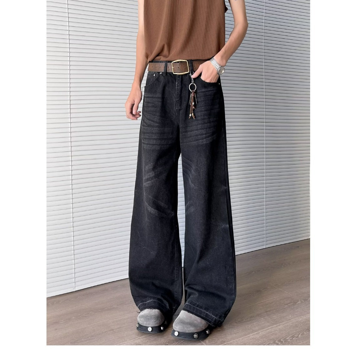 Retro Washed Loose Straight Leg Hanging Casual Pants