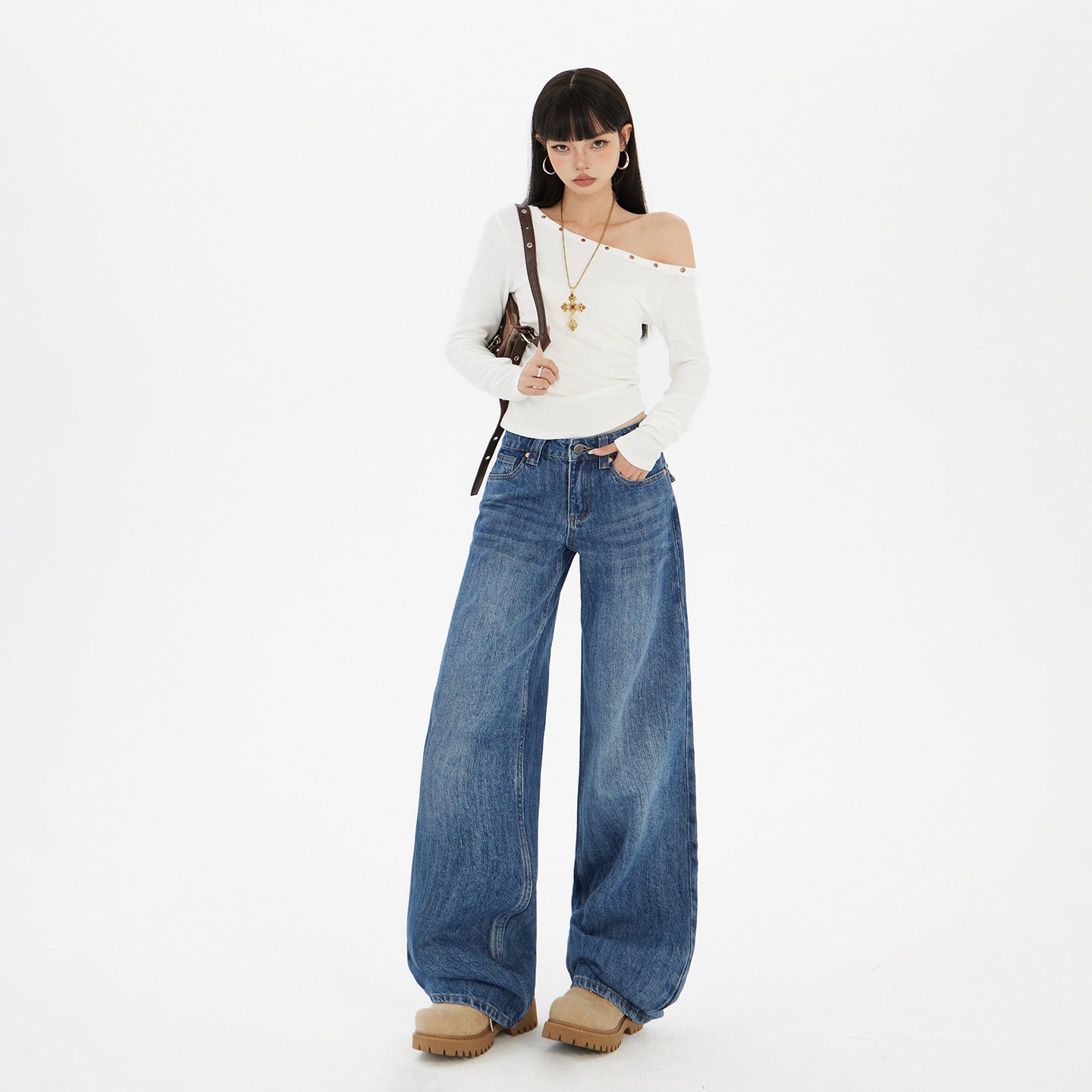 Women's Slimming Loose Wide Leg Pants - Premium Japanese Denim