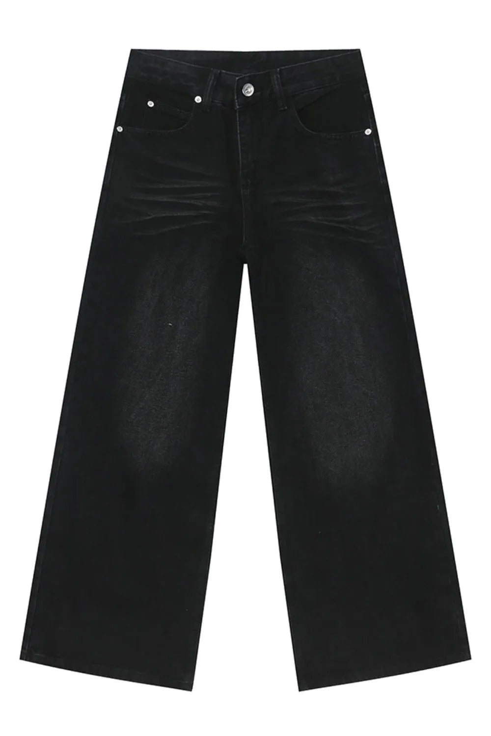 Washed Cat Whisker Straight Leg Jeans - Premium Japanese Denim