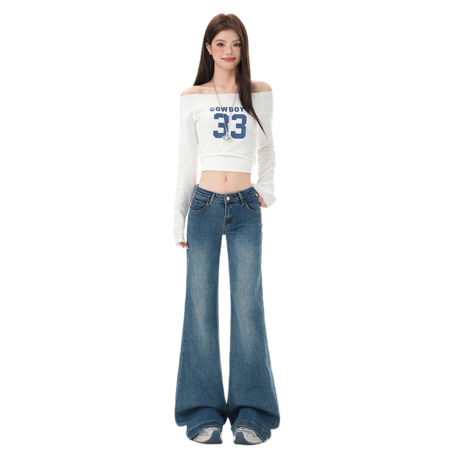 Retro Spicy Girl Flared Jeans for Women - Low Waist Slim Fit Denim Trousers