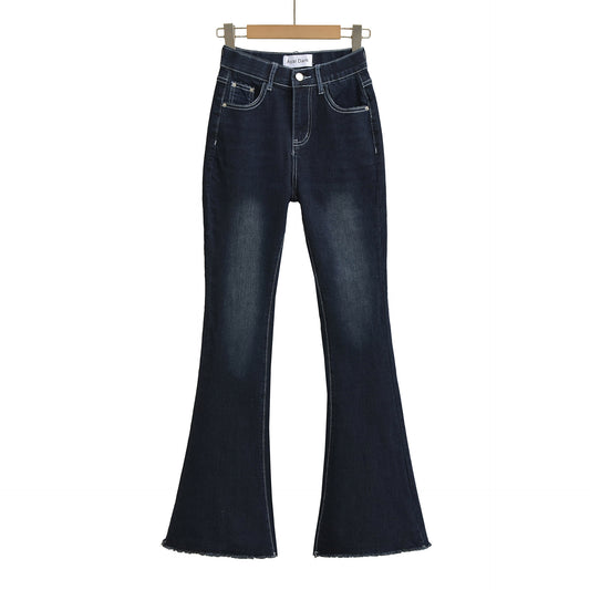 Butt Lifting Micro Horn High Waist Slimming Fringed Jeans