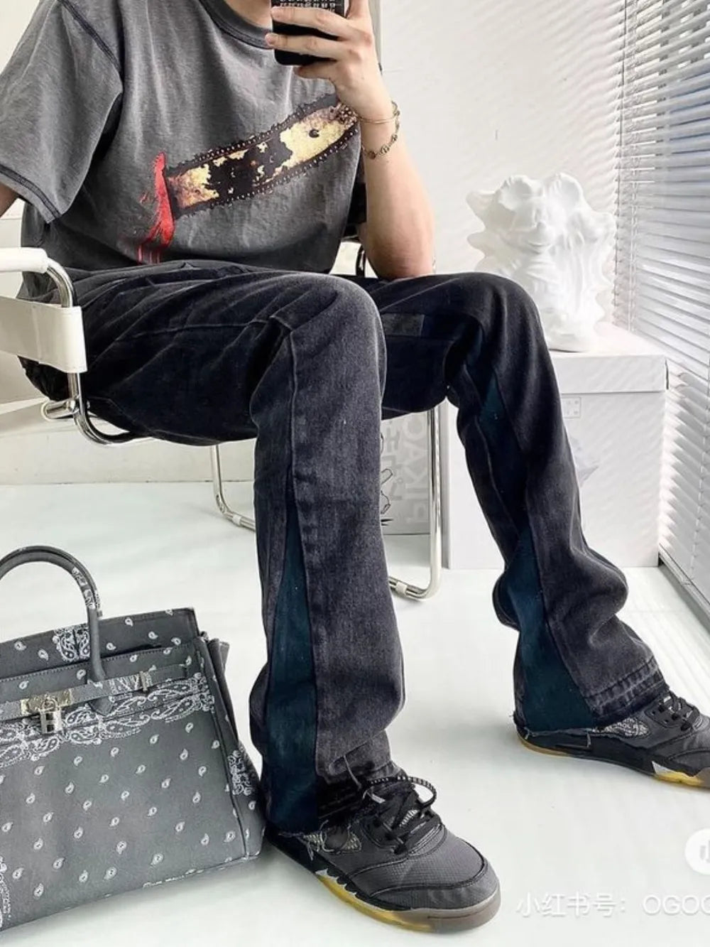 Men's Washed Bootcut Jeans - Premium Japanese Denim