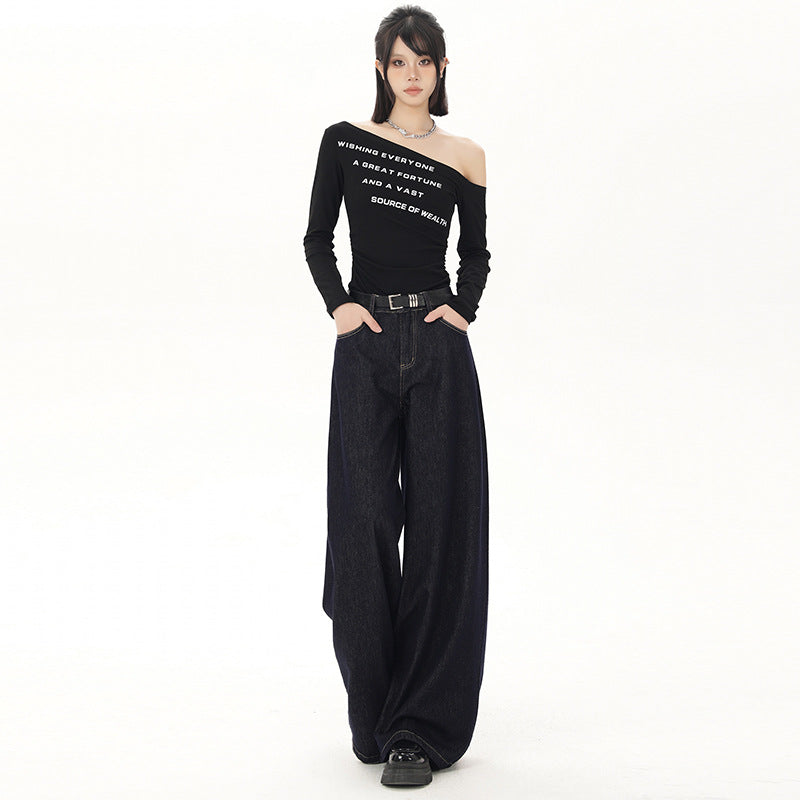 Women's Wide-Leg Jeans - Loose and Flowy Floor-Length Pants