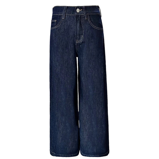 Women's High-Waist Blue Wide-Leg Denim Pants